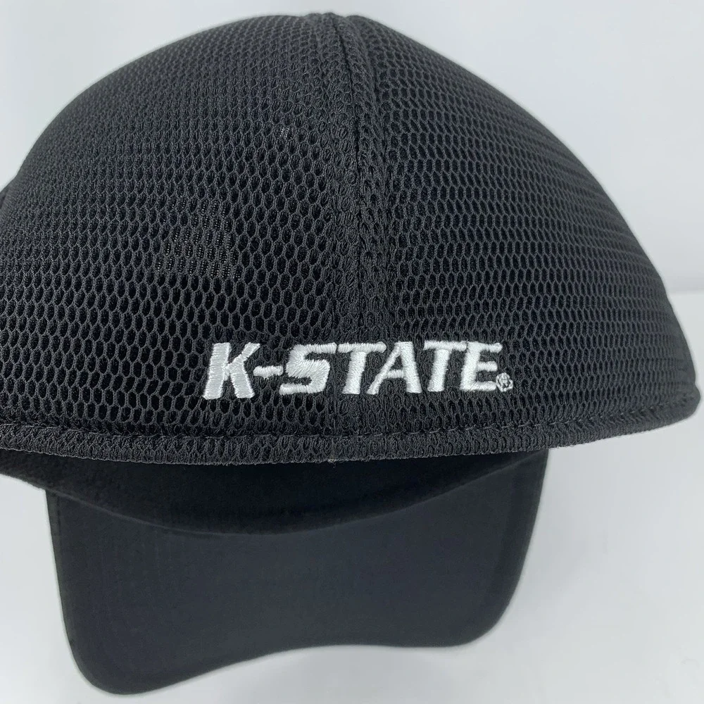 Kansas State Hat New Era 39THIRTY Large / XLarge Stretch Black Camo Baseball Cap